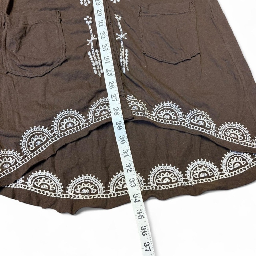 Johnny Was JW Embroidered Brown Dress Womens Small Snap Button Floral Boho Artsy - Picture 6 of 13